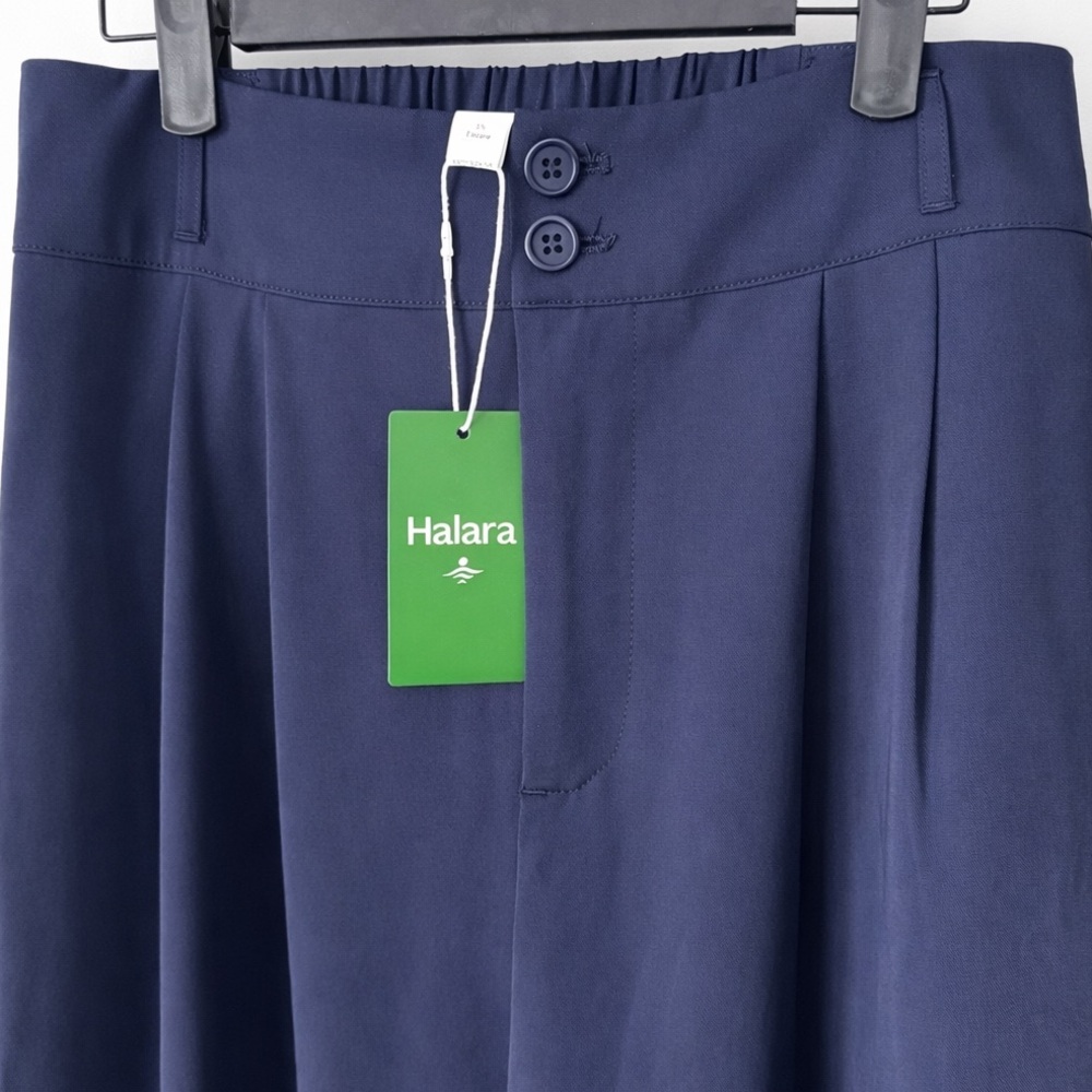 Wide Leg Navy Trousers - Classic High-Waist Pants - Picture 4 of 12
